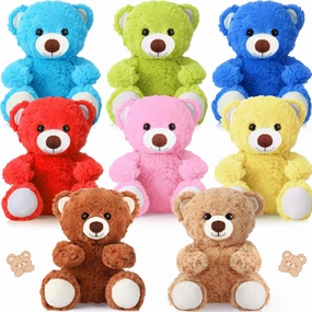 Liliful 8 Pieces 8 Inch Bear Stuffed Animal Bulk Stuffed Animals Plush Toys Bear Party Favors for Baby Shower Birthday Party Gifts Supplies(Multicolor)