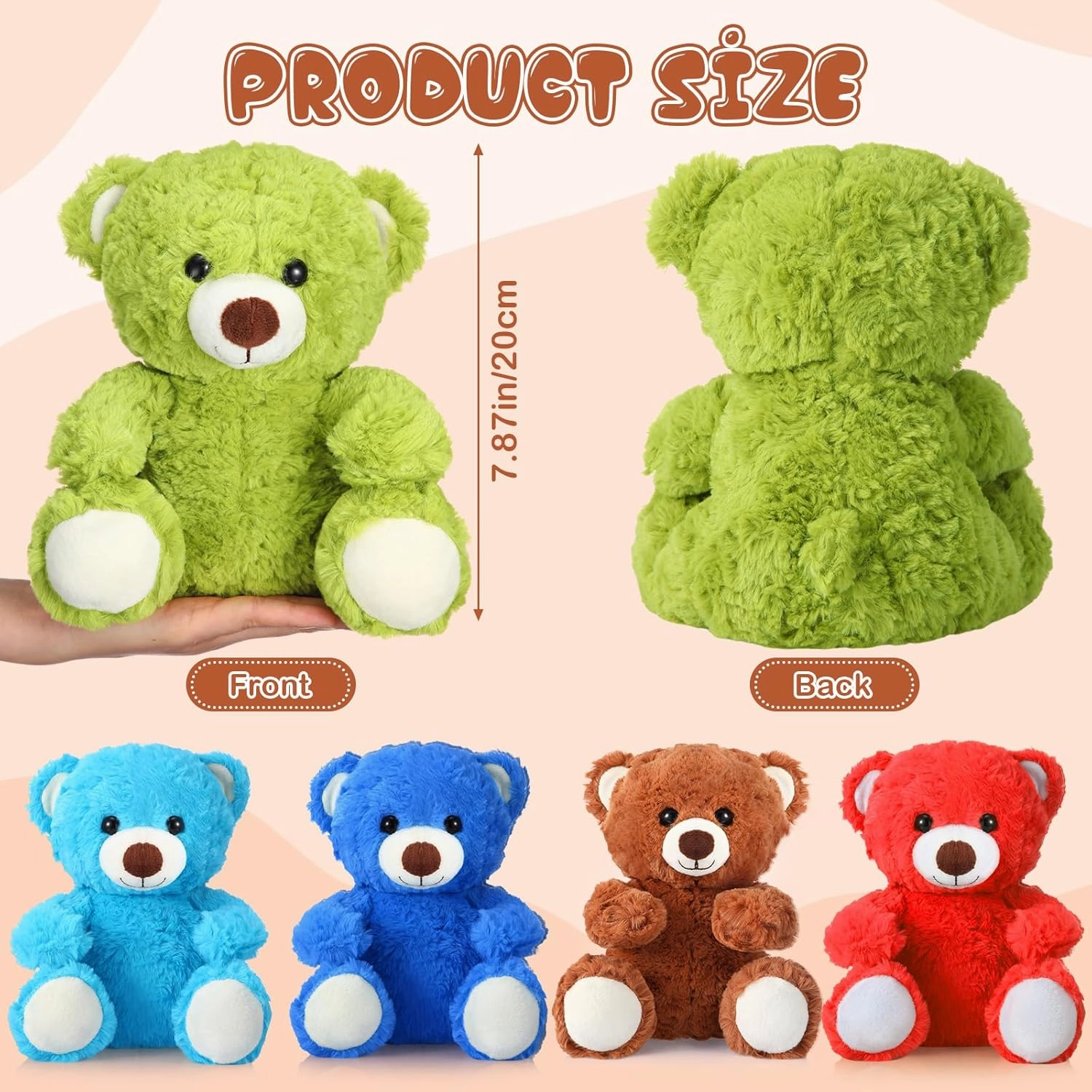 Liliful 8 Pieces 8 Inch Bear Stuffed Animal Bulk Stuffed Animals Plush Toys Bear Party Favors for Baby Shower Birthday Party Gifts Supplies(Multicolor)