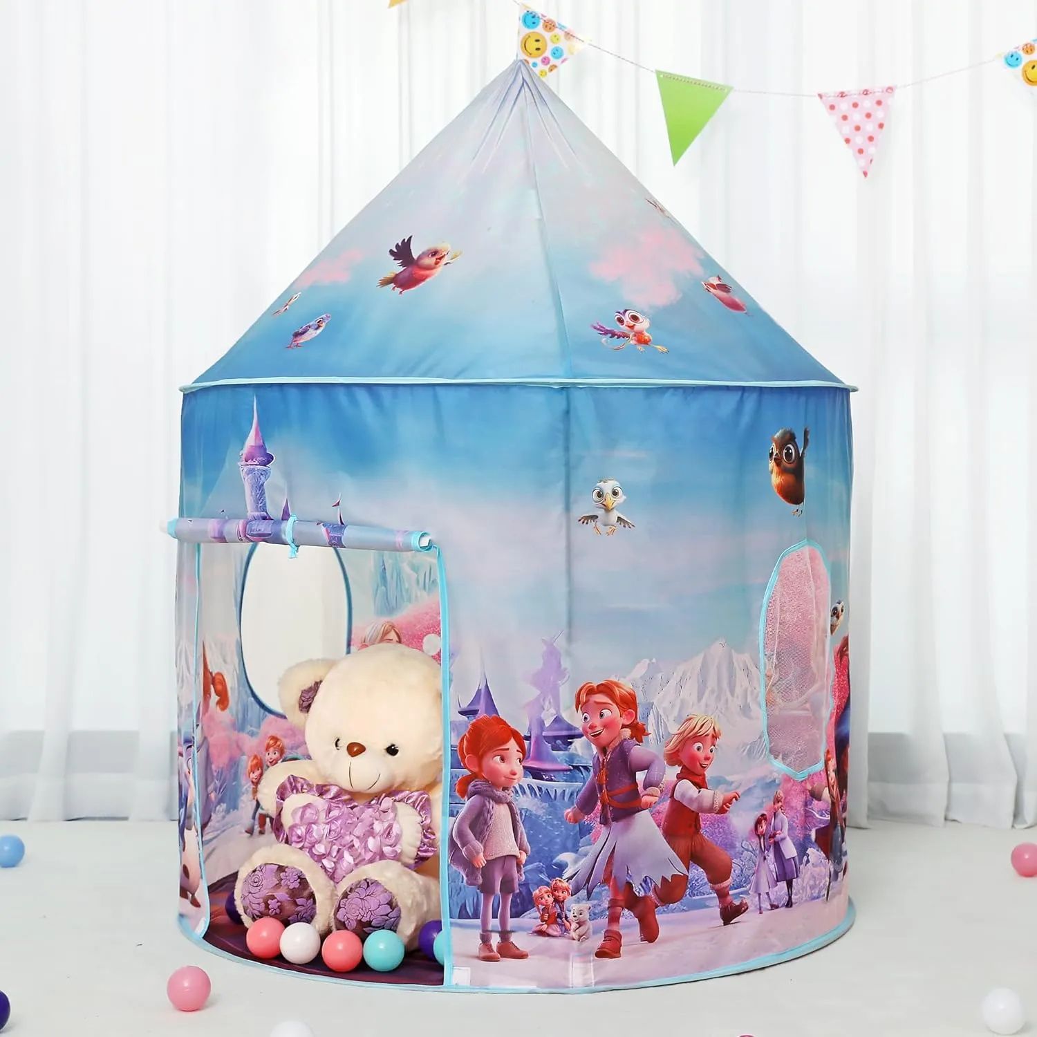 LimitlessFunN Ice Castle Pop Up Kids Play Tent | Includes Star Lights & Carrying Case |, Children Indoor Playhouse for Girls, Toddlers, 41" D x 41" W x 53" H