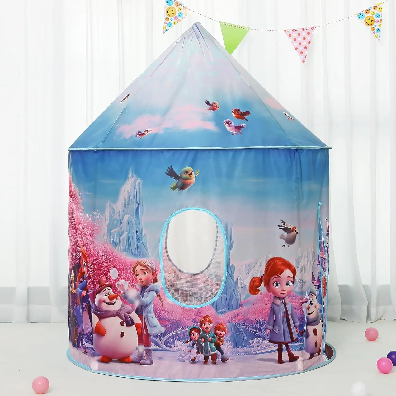 LimitlessFunN Ice Castle Pop Up Kids Play Tent | Includes Star Lights & Carrying Case |, Children Indoor Playhouse for Girls, Toddlers, 41" D x 41" W x 53" H