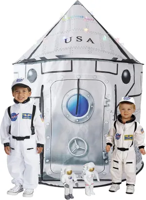 LimitlessFunN Space Rocket Ship Pop Up Kids Play Tent | Includes Star Lights & Carrying Case |, Children Indoor Castle Playhouse for Boys, Toddlers, 41" D x 41" W x 53" H