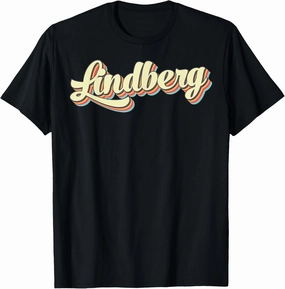 Lindberg TShirt Retro Art Baseball Font Vintage T-Shirt