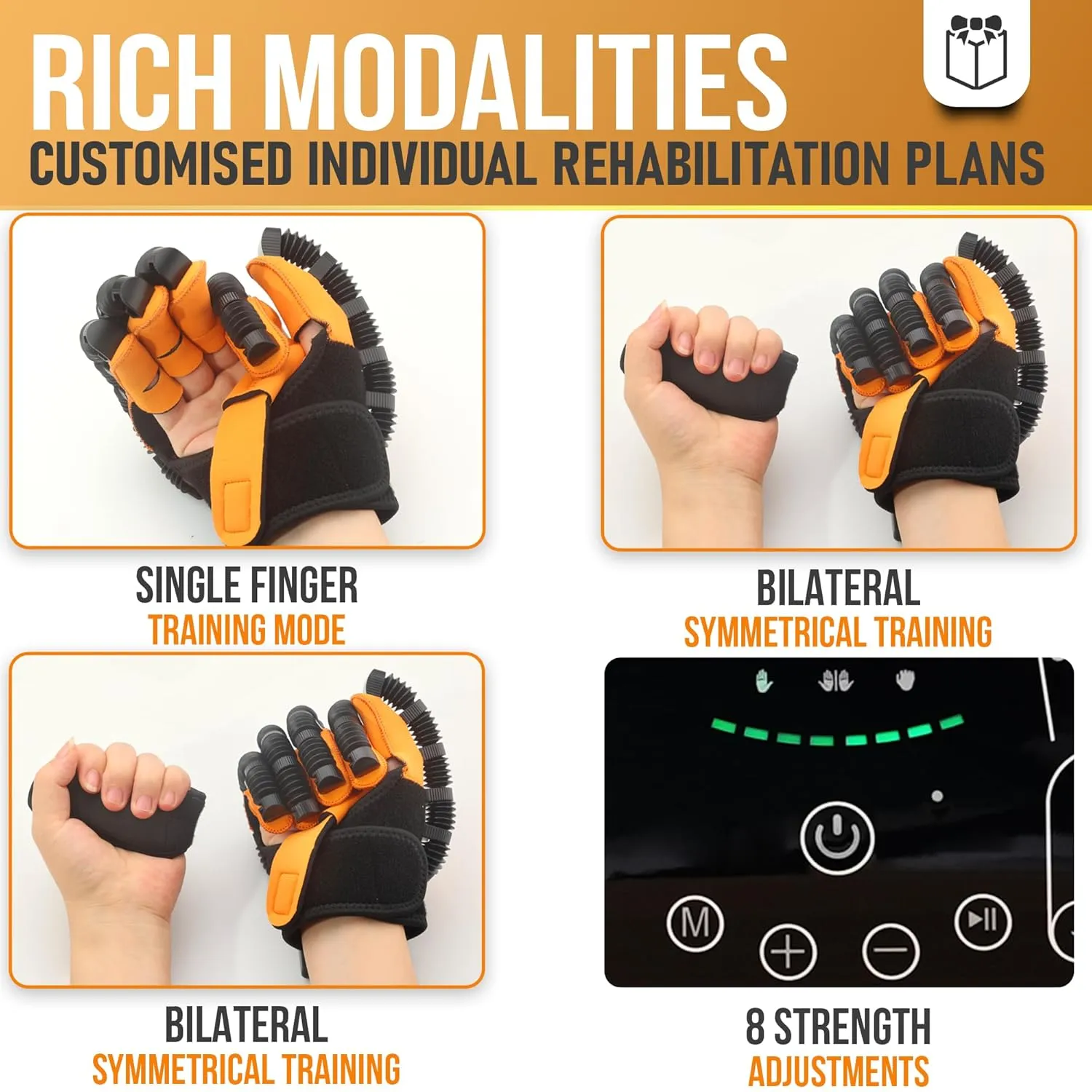 Linkox Hand Rehabilitation Robot Gloves - Robot Hand Glove for Stroke, Paralysis & Arthritis Patients - Includes Black Organizer Bag - Left Hand XL