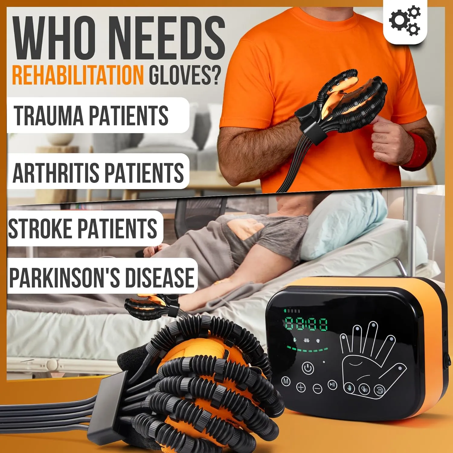Linkox Hand Rehabilitation Robot Gloves - Robot Hand Glove for Stroke, Paralysis & Arthritis Patients - Includes Black Organizer Bag - Left Hand XL