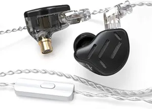 Linsoul KZ Zax 1DD 7BA Hybrid Driver HiFi in-Ear Earphones with Zin Alloy Shell, Detachable 2 Pin 0.75mm OFC Cable (with Mic, Black)