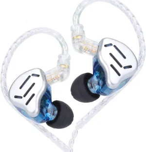 Linsoul KZ Zax 1DD 7BA Hybrid Driver HiFi in-Ear Earphones with Zin Alloy Shell, Detachable 2 Pin 0.75mm OFC Cable (Without Mic, Blue)