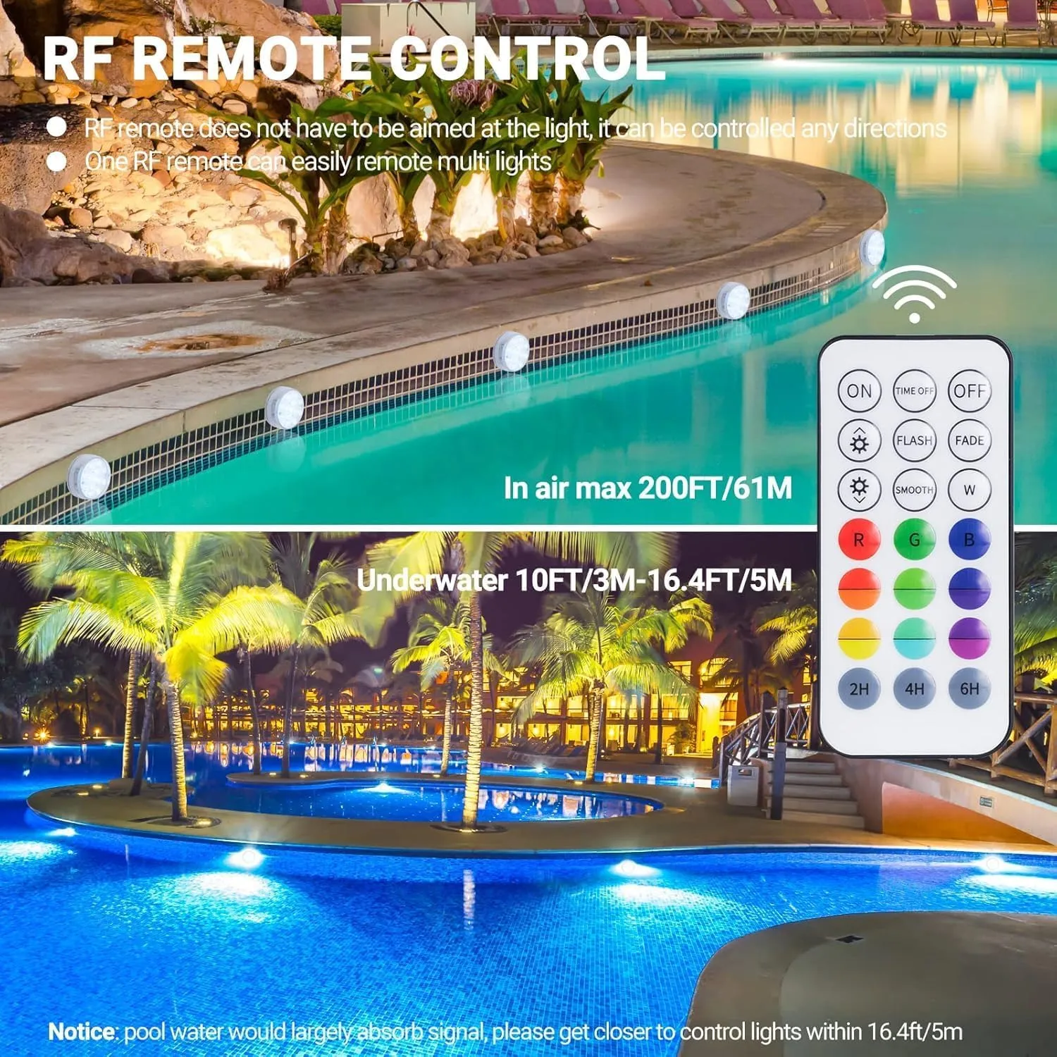 LOFTEK Submersible LED Lights with Remote, 13 LED Pool Lights for Inground Above Ground Pool with Magnets &Suction Cups,16 Color Changing Underwater Light for Ponds Battery Operated, 6 Pack