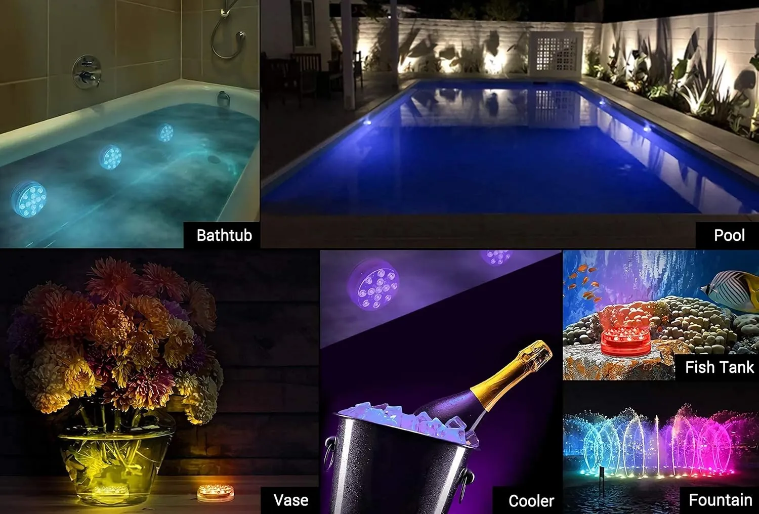 LOFTEK Submersible LED Lights with Remote, 13 LED Pool Lights for Inground Above Ground Pool with Magnets &Suction Cups,16 Color Changing Underwater Light for Ponds Battery Operated, 6 Pack
