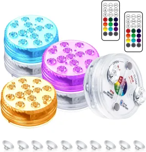 LOFTEK Submersible LED Lights with Remote, 13 LED Pool Lights for Inground Above Ground Pool with Magnets &Suction Cups,16 Color Changing Underwater Light for Ponds Battery Operated, 6 Pack