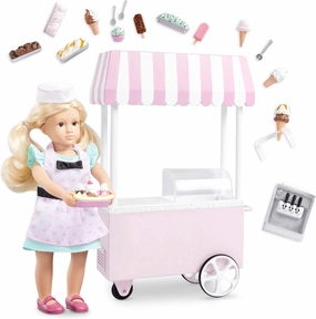 Lori – Mini Doll & Ice Cream Cart – Clothes & Ice Cream Accessories for 6-inch Dolls – Ice Cream Scoops, Cones, Soft Serve, Popsicles – Toys for Kids – 3 Years   – Evelina's Ice Cream Cart