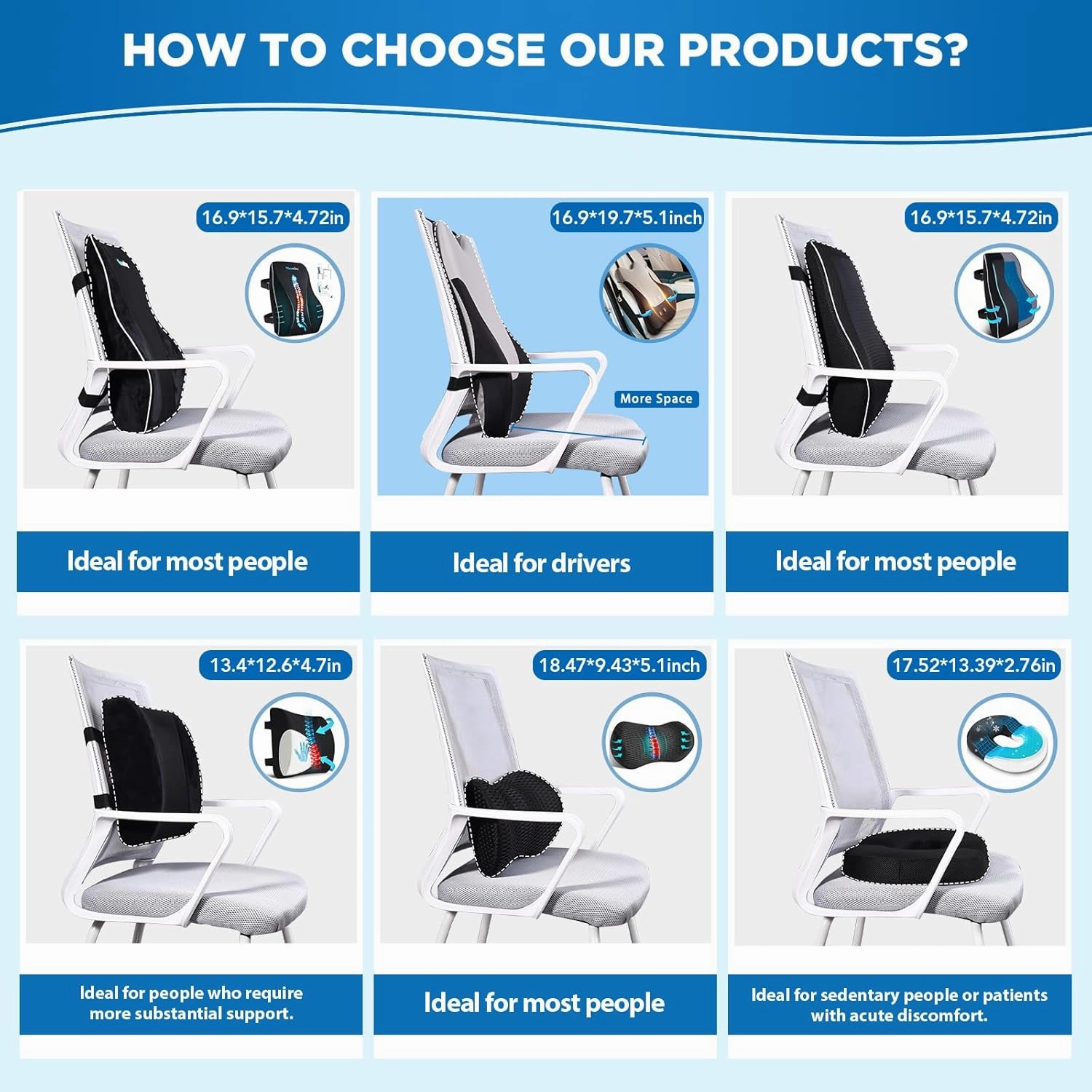 Lumbar Support Pillow for Office Chair Car, Gaming Chair Lower Back Pain Relief Memory Foam Cushion with 3D Soft Cover Enhance Your Driving Comfort Ergonomic Orthopedic Car Back Rest