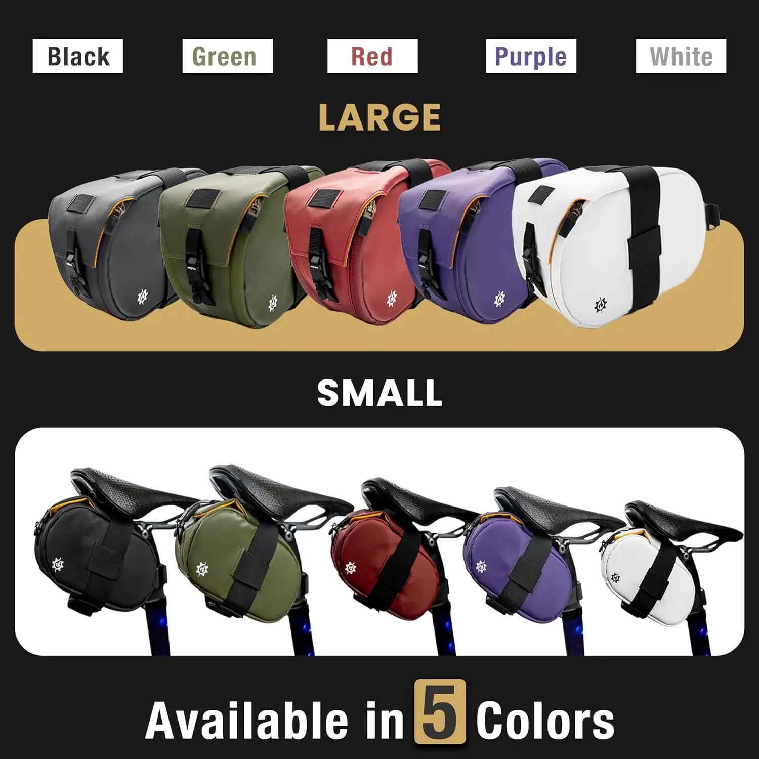 Lumiere & Co. Maximus Large Magnetic Bike Seat Bag – Quick-Attach Saddle Bag with AquaGuard Zippers, Secure Under-Seat Storage for Cycling Gear & Accessories