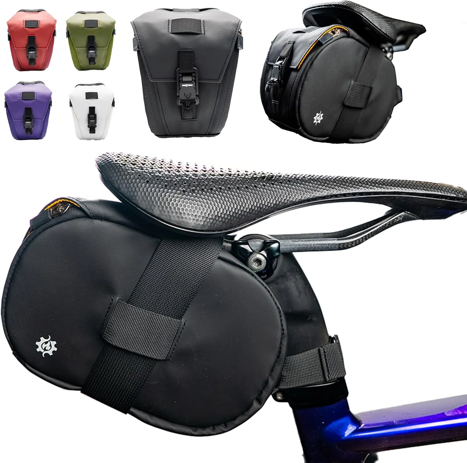 Lumiere & Co. Maximus Large Magnetic Bike Seat Bag – Quick-Attach Saddle Bag with AquaGuard Zippers, Secure Under-Seat Storage for Cycling Gear & Accessories
