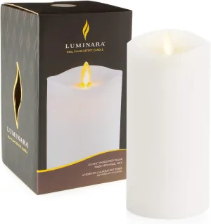 Luminara Flameless Pillar Candle Large (6.5 inches, Unscented), Flickering Real Flame Effect, Melted Edge, Smooth Wax, LED Battery-Operated Candles