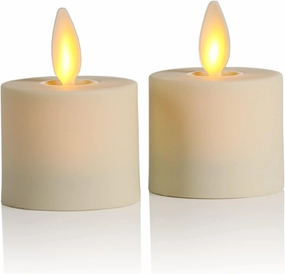 Luminara Flameless LED Tea Light Candle, 1.4" x 2", Pack of 2, Pearl Ivory, Real Flame, Battery Operated w/Remote Timer Function, Paraffin Wax