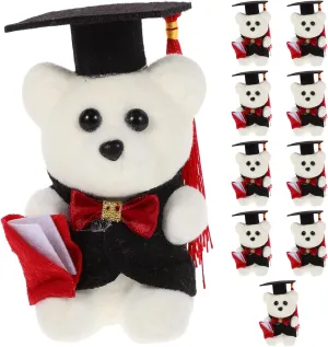 LUOZZY 10pcs Graduation Bear Doll Stuffed Animal Toy Graduation Plush Bear with Graduation Cap for School Ceremony Graduation Party Favors Gift