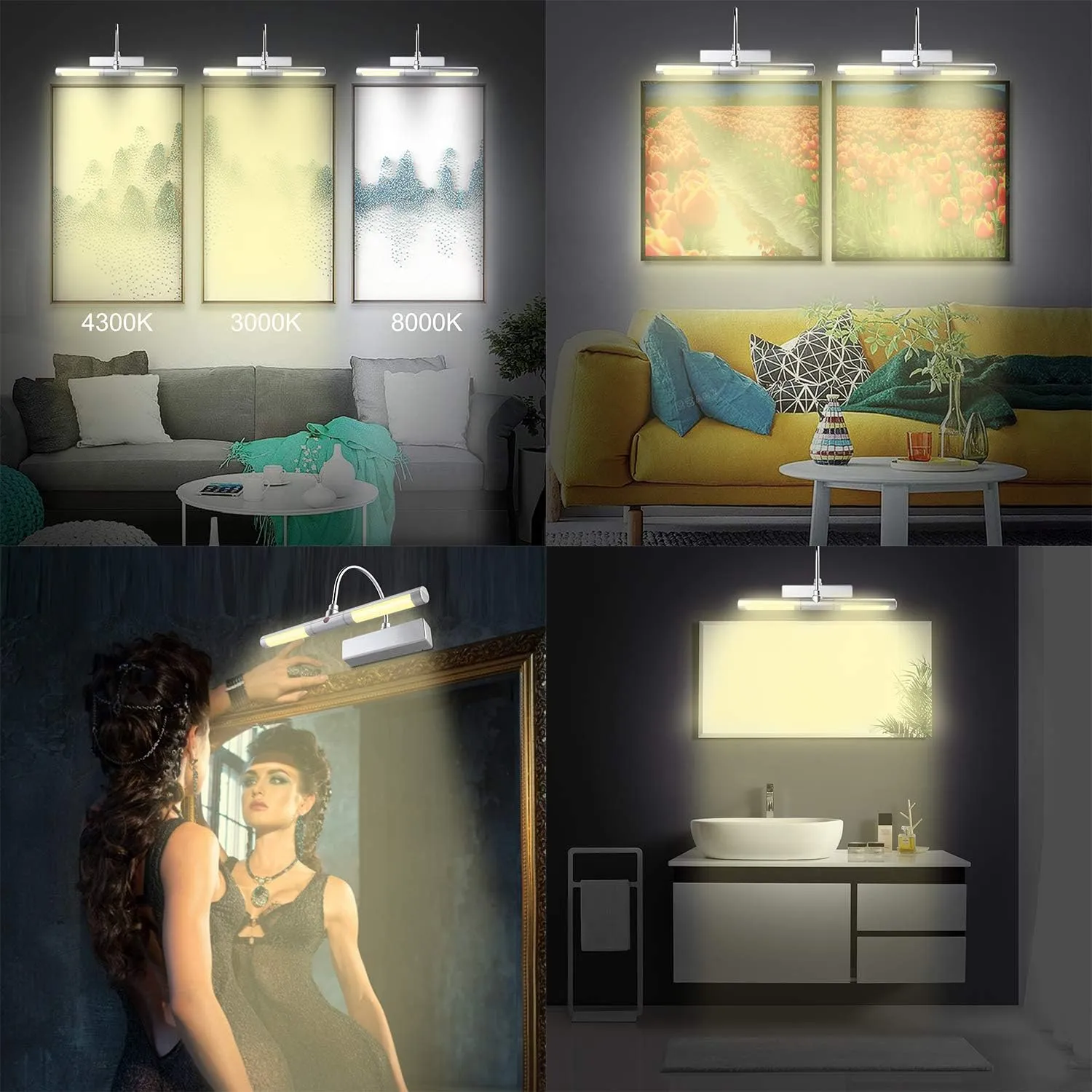 LUXSWAY Battery Powered Picture Light,Wireless Painting Lights with Remote,3 Modes Brightness Art Display Lights,8.9 Inch Rotatable Lighting Head and Timer Off for Painting Frame Portrait Art-Small