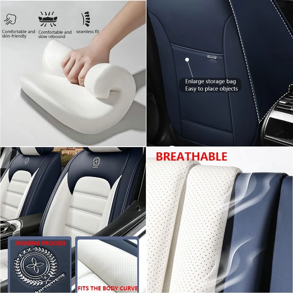 Luxury Car Seat Covers for Land Rover Discovery Sport 2015-2025,Waterproof Soft Breathable PU Leather Seat Cover with Storage Pockets(Classic Black,Front Set with Pillow)