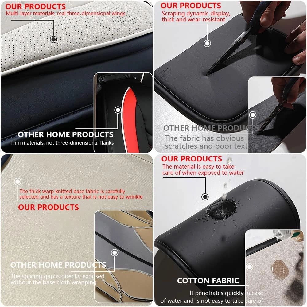 Luxury Car Seat Covers for Land Rover Discovery Sport 2015-2025,Waterproof Soft Breathable PU Leather Seat Cover with Storage Pockets(Classic Black,Front Set with Pillow)