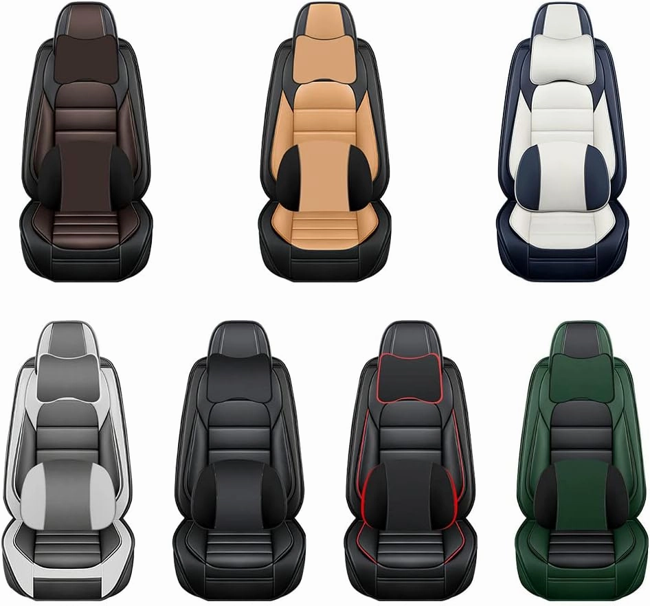 Luxury Car Seat Covers for Land Rover Discovery Sport 2015-2025,Waterproof Soft Breathable PU Leather Seat Cover with Storage Pockets(Classic Black,Front Set with Pillow)