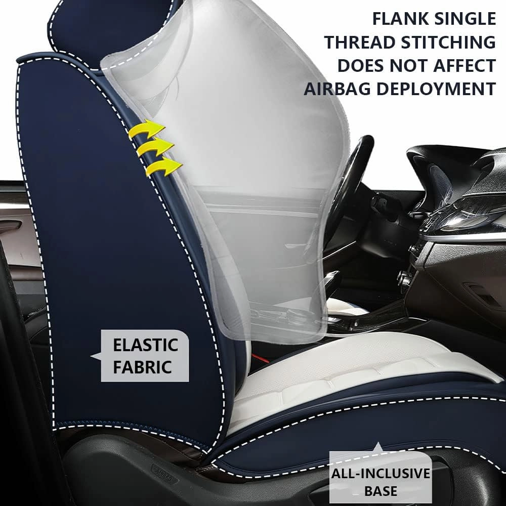 Luxury Car Seat Covers for Land Rover Discovery Sport 2015-2025,Waterproof Soft Breathable PU Leather Seat Cover with Storage Pockets(Classic Black,Front Set with Pillow)