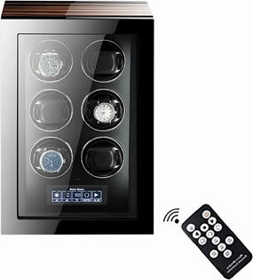 Luxury Watch Winder for 2/4/6/9 Automatic Watches, Piano Finishing Wood with High-Gloss Lacquer, with Remote Control Built-in Illumination,LCD Touch Screen Extremely Silent Motor (6 0)
