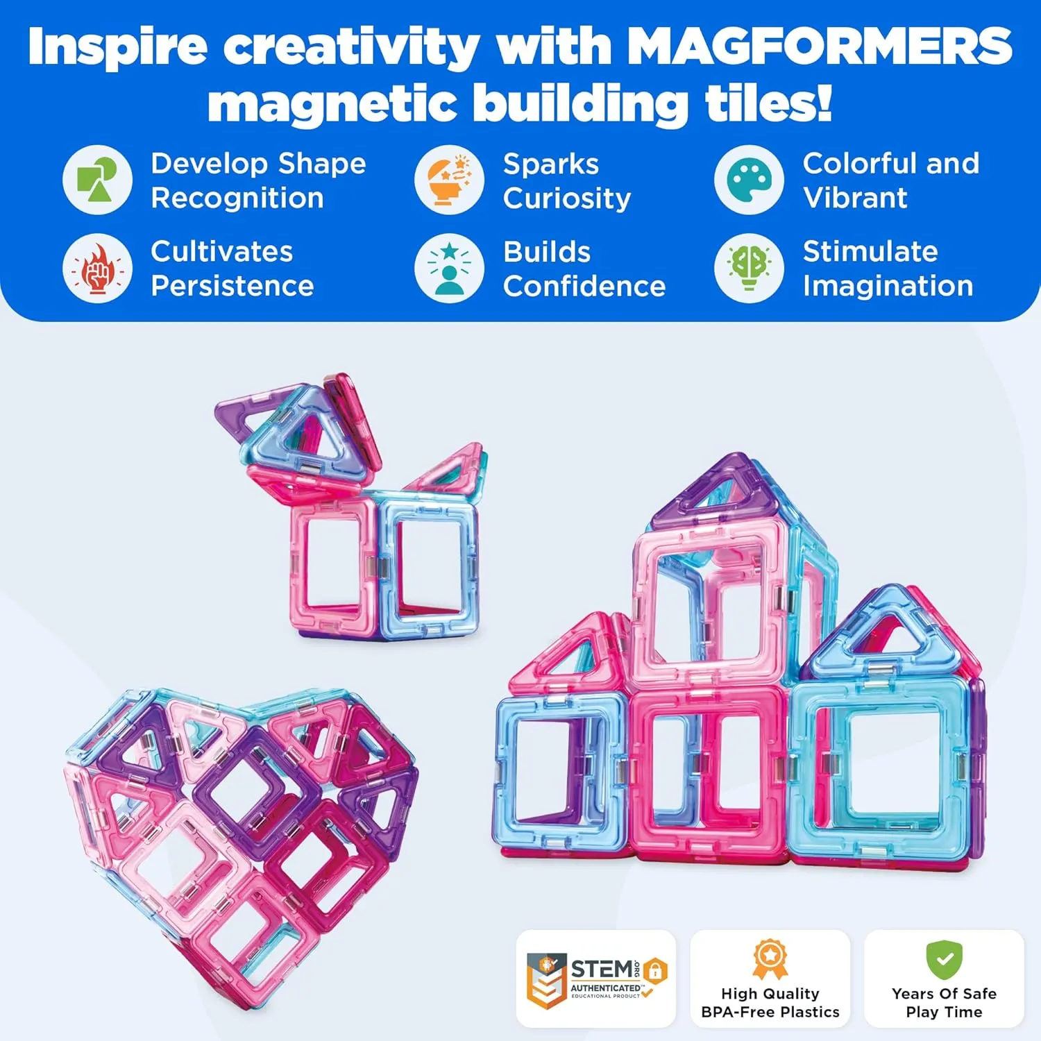 Magformers Inspire 30-Piece Set | Magnetic Tiles Building Blocks, Educational Kit, STEM Toy Set | Magnetic Building Tiles for Kids to Develop Problem-Solving Abilities and Shape Recognition