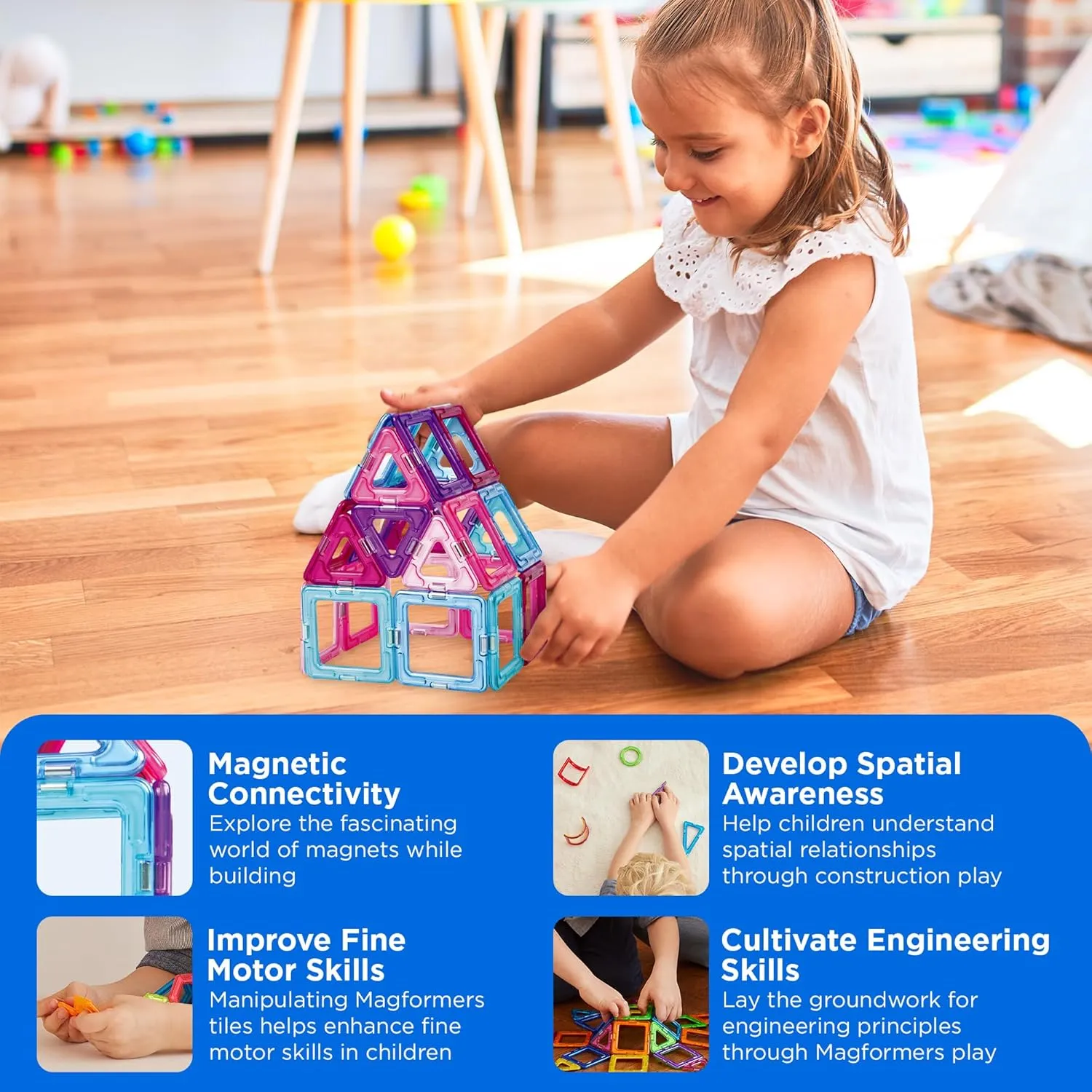 Magformers Inspire 30-Piece Set | Magnetic Tiles Building Blocks, Educational Kit, STEM Toy Set | Magnetic Building Tiles for Kids to Develop Problem-Solving Abilities and Shape Recognition