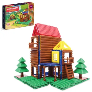Magformers Log House 87PC Set | Magnetic Tiles Building Blocks, Educational Kit, STEM Toy Set | Magnetic Building Tiles for Kids to Develop Problem-Solving Abilities and Shape Recognition