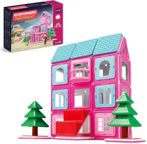 MAGFORMERS Sweet House 64 Pieces Pink and Purple Colors, Educational Magnetic Geometric Shapes Tiles Building STEM Toy Set Ages 3 
