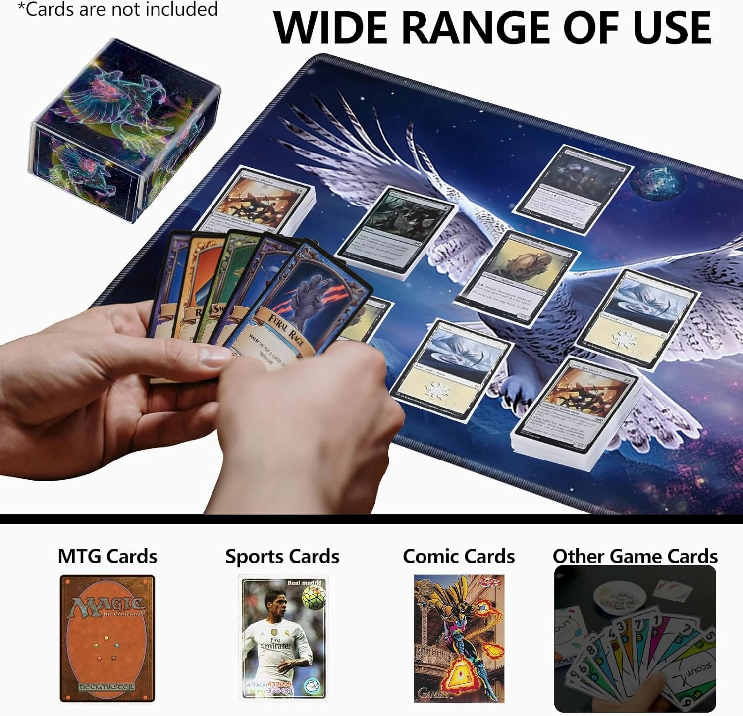 Magnet Card Case MTG Magic Deck Box TCG Up to 200 Cards Creative Pattern Trading Card Storage Box for Collectible Card Games, Transparent Unicorn Star