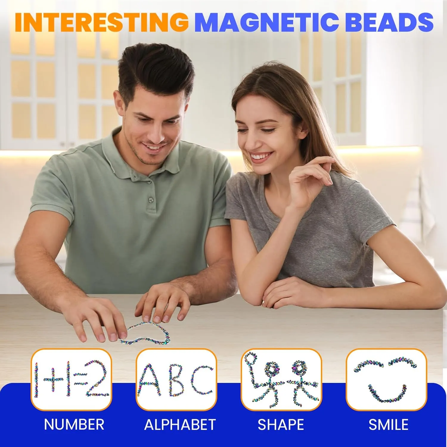 Magnetic Balls Over 1000 PCS Mini Rainbow Magnetic Putty, with 2 Big Smooth Magnetic Beads, Fidget Toys for Adult, Weak Ferrite Putty Desk Toys for Office (Colourful)