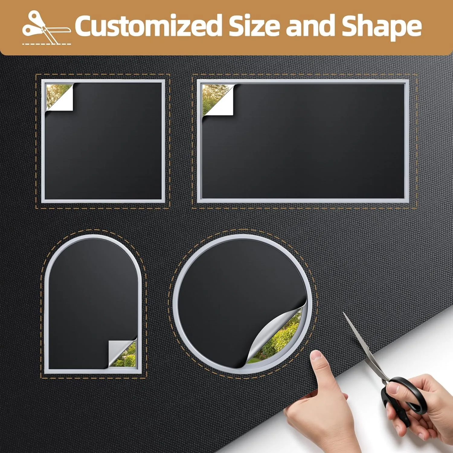 Magnetic Blackout Window Cover 42" x 58" Portable Blackout Curtains for Bedroom, Temporary Black Out Shades Window Privacy Film No Drill Black Out Blinds for Baby Nursery Travel Skylight - Blacks