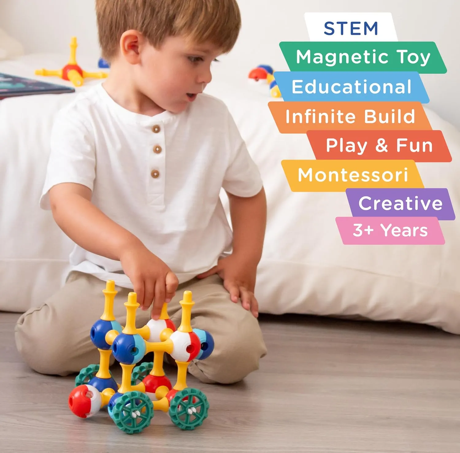 Magnetic Building Set for Kids, STEM Educational Toys for 3  Year Old Boys and Girls, Space Planet Blocks