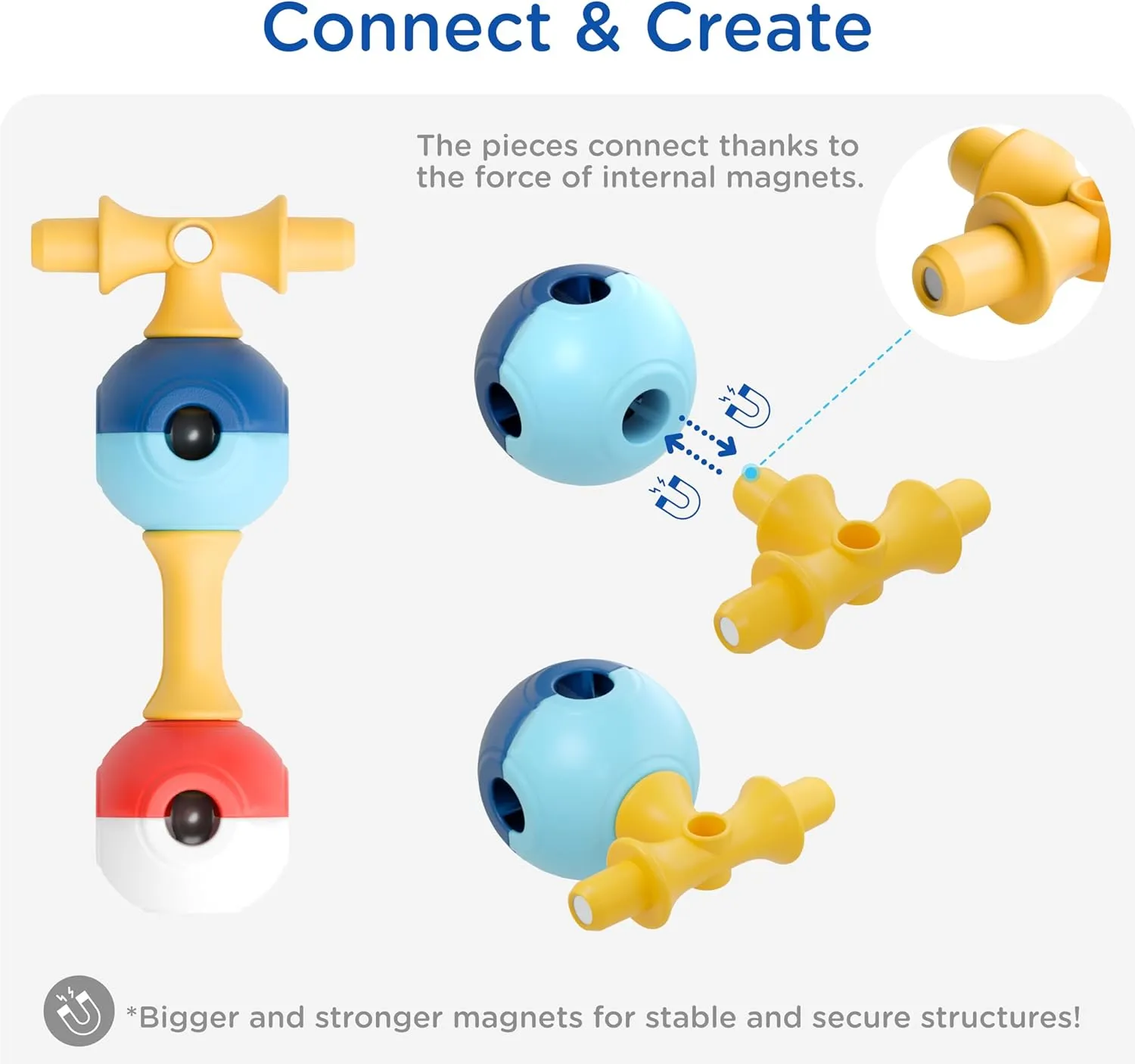 Magnetic Building Set for Kids, STEM Educational Toys for 3  Year Old Boys and Girls, Space Planet Blocks