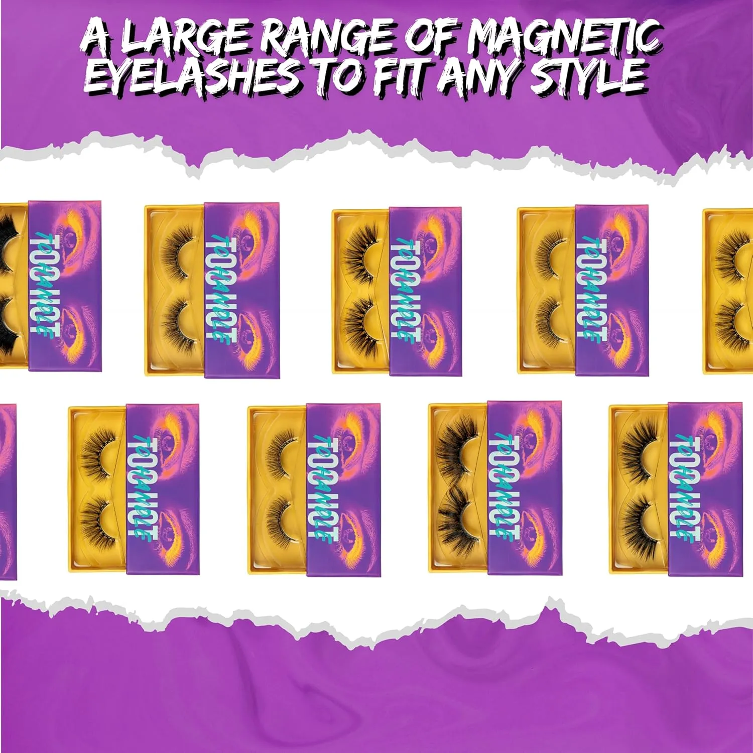 Magnetic Eyelashes with 12 Magnets – Premium Faux Mink Lashes | Reusable 50x | Universal Fit | Vegan & Cruelty-Free | Natural Look – 1 Pair (Too Charming)