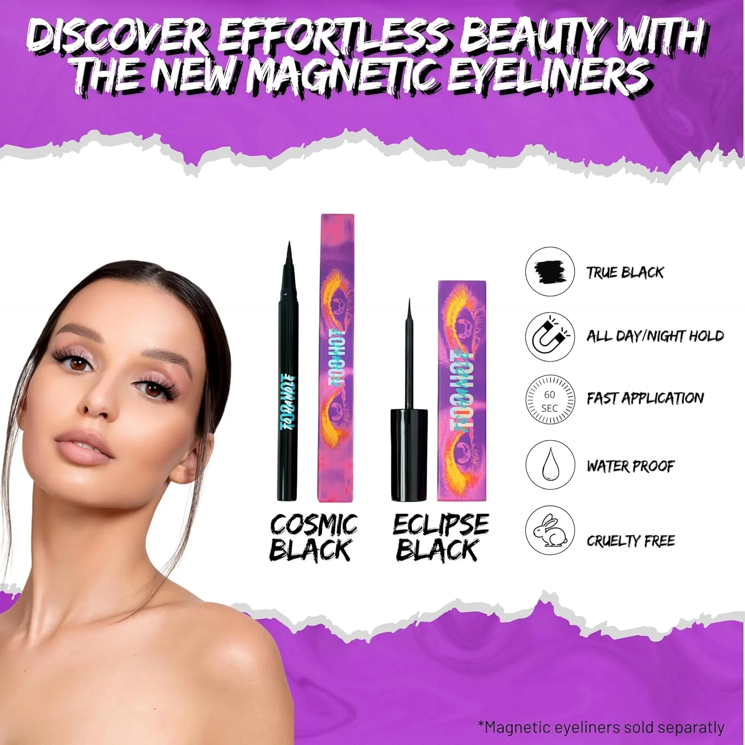 Magnetic Eyelashes with 12 Magnets – Premium Faux Mink Lashes | Reusable 50x | Universal Fit | Vegan & Cruelty-Free | Natural Look – 1 Pair (Too Charming)