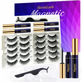 Magnetic Eyelashes Magnetic Lashes Natural Looking with Applicator - 4 Tubes of Magnetic Eyeliner with Magnet False Lashes, Updated Strongest,Reusable, Cruelty-Free Easy to Apply 10 Pairs