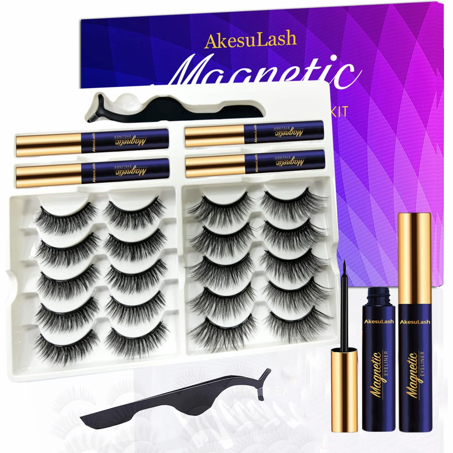 Magnetic Eyelashes Magnetic Lashes Natural Looking with Applicator - 4 Tubes of Magnetic Eyeliner with Magnet False Lashes, Updated Strongest,Reusable, Cruelty-Free Easy to Apply 10 Pairs