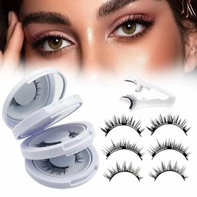 Magnetic Lashes Kit, 3 Count Faux Mink Magnetic Eyelashes, No Glue Needed, Reusable, Natural Look (03 04 07)