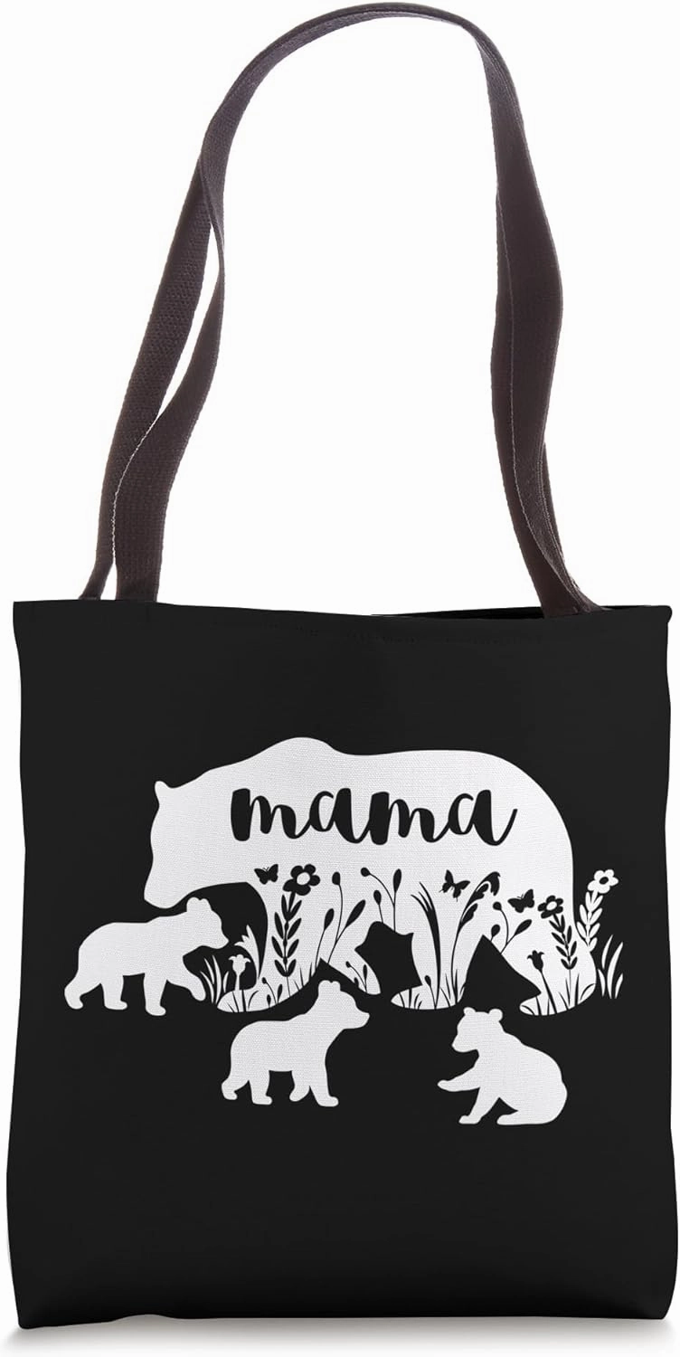 Mama Bear With 3 Cubs Mothers Day Mom Pregnancy Announcement Tote Bag