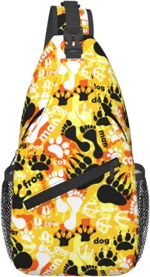 Man Cat Frog Dog Bear Goose Footprints Cross Chest Bag Diagonally Hiking Crossbody Bag Travel Shoulder Daypack Lightweight Sling Backpack Cycling Daypacks Fitness Chest Backpacks
