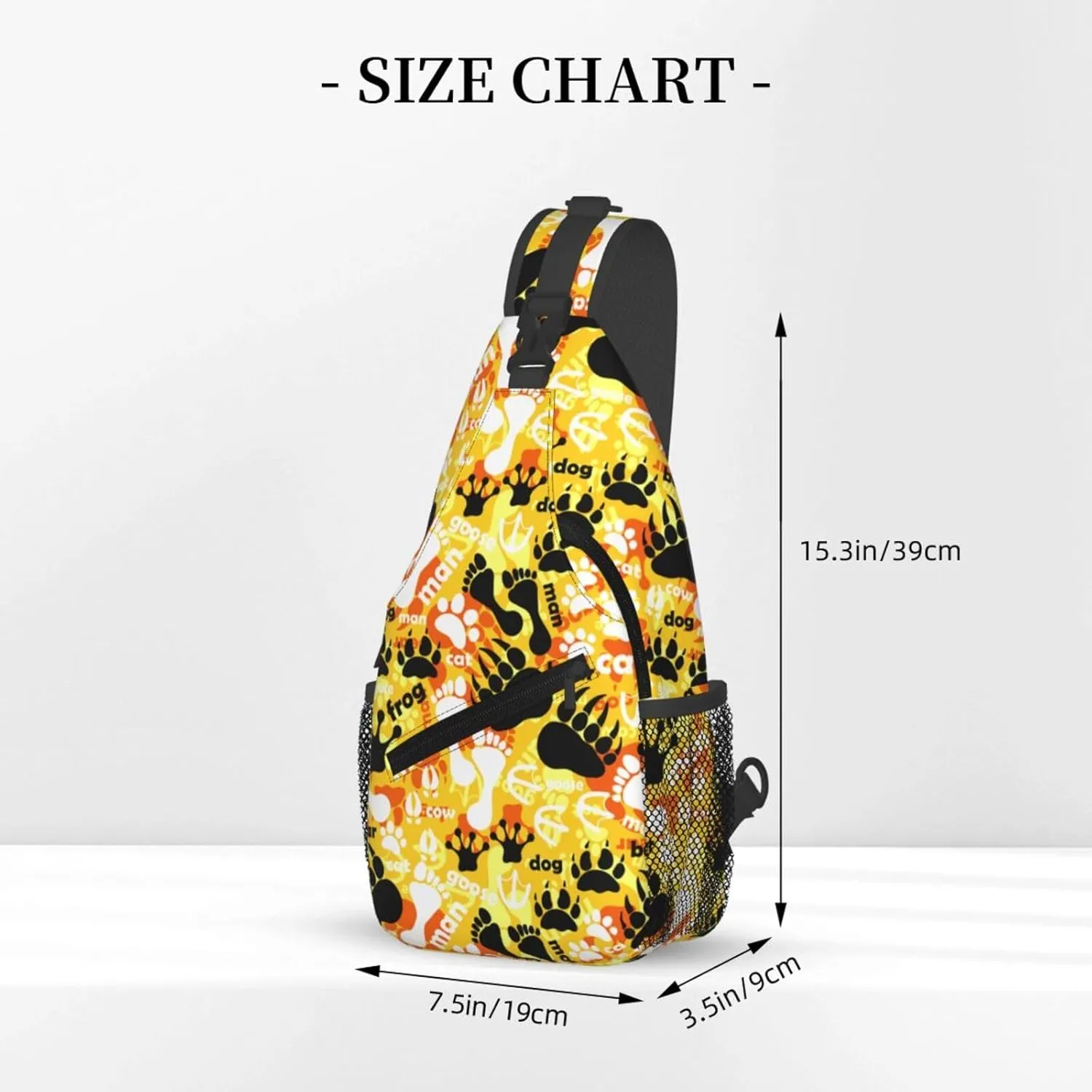 Man Cat Frog Dog Bear Goose Footprints Cross Chest Bag Diagonally Hiking Crossbody Bag Travel Shoulder Daypack Lightweight Sling Backpack Cycling Daypacks Fitness Chest Backpacks