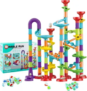 Marble Runs for Kids 4-8,113 Pcs Marble Run Set, Marble Tracks STEM Learning Toy, Construction Building Blocks Toys, STEM Marble Runs for Kids(GD-004)