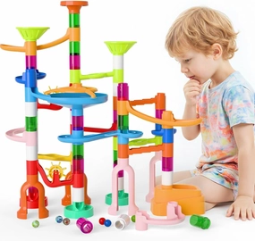 Marble Run, 135pcs Marble Maze Game Construction Building Toys for Kids, Marble Track Race Set STEM Learning Toys Gift for Boys Girls 3 4 5 6 7 8 9 10 