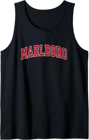 Marlboro New Jersey NJ Vintage Sports Design Red Design Tank Top