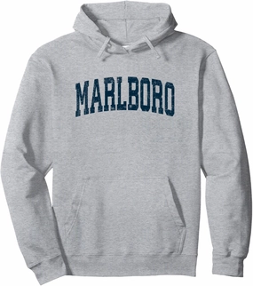 Marlboro New Jersey NJ Vintage Athletic Sports Navy Design Pullover Hoodie