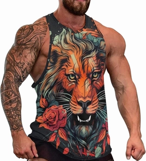 MARSVOVO Tank Tops for Men Animal Print Sport Tank Summer Sleeveless Workout T-Shirts Fitness Vest Athletic Undershirts