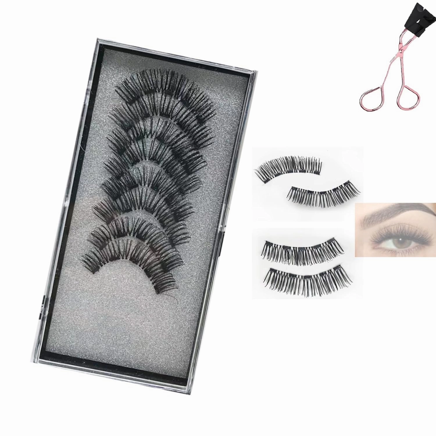 Marvulur Magnetic Eyelashes, Marvulur Reusable Magnetic Eyelash Kit, Natural Look False Eyelashes with Applicator (Luscious)