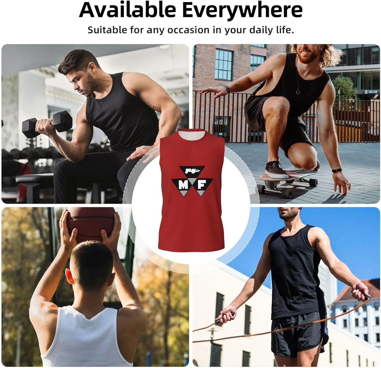 Massey Ferguson Tank Tops Men, Classic Graphic Muscle Tee, Sleeveless T-Shirt for Men